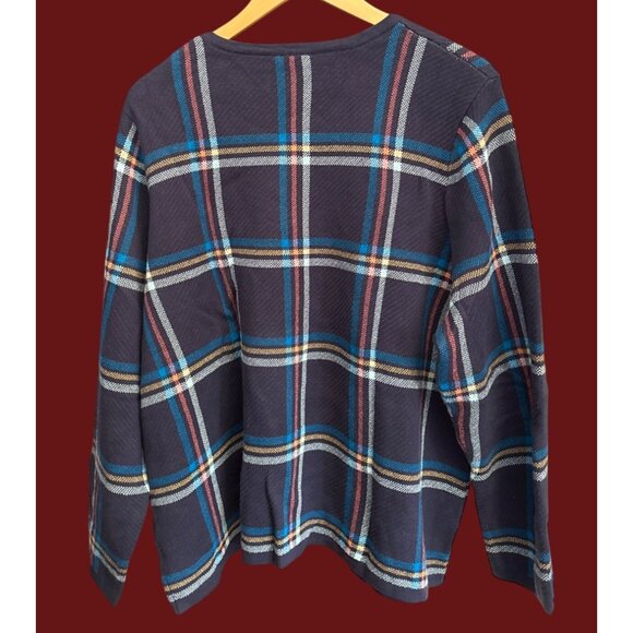 NWOT Talbots 3X  Plaid Button Cardigan Navy Red Blue Checked Preppy Sweater - Picture 4 of 5